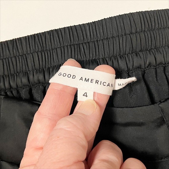 Good American Semi Sheer Trousers 4 XL black lightweight‎ pants satin pockets - Picture 7 of 14